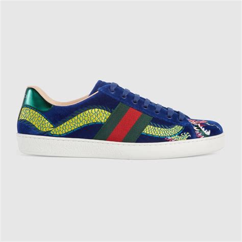 blue velvet embroidered gucci aces|gucci ace embroidered shoes.